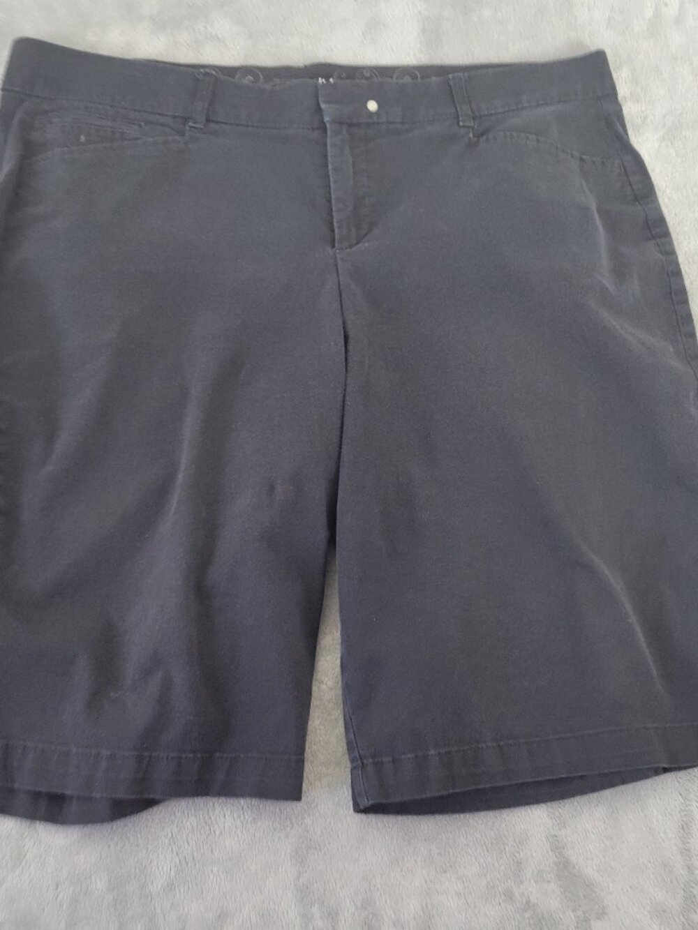 JM Collection Women's Shorts 18W Black Denim Bermuda Elastic Waist SHO9E